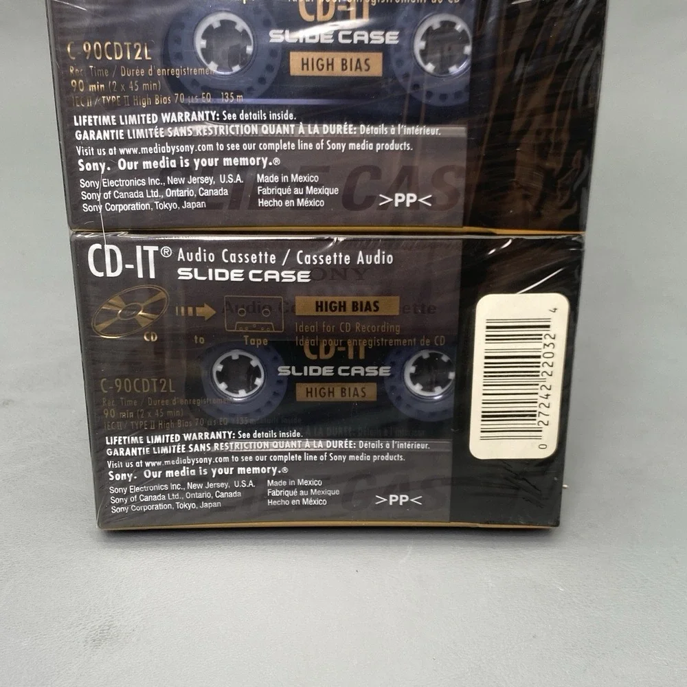 Sony CD-IT High Bias 90 min Slide Case Cassette Double Pack New sealed